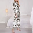 thumbnail image 4 of Disketp Pajamas Set Long Sleeve Sleepwear Womens Button Down Nightwear Pj Sets-Coffee And Desserts, 4 of 9