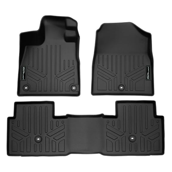 SMARTLINER Custom Fit All Weather Protection Black 2 Row Floor Mat Liner Set Compatible With 2023-2025 Honda Pilot