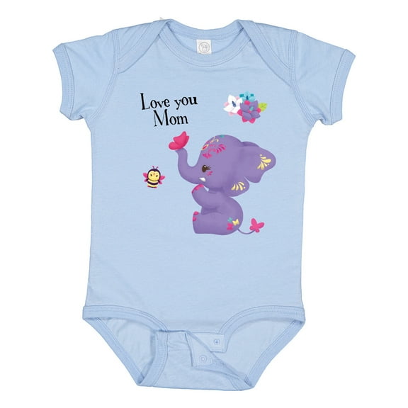 Inktastic Yara Happy Mothers Day Purple Elephant and Bee Gorgeous Girls Baby Bodysuit