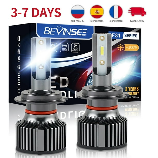Bevinsee H7 H4 faro LED H11 H1 H3 H8 HB3 9005 HB4 9006 luces LED para coche 12V 24V 6000K 8000K H9 H13 880 881 bombilla de lámpara automática Tan Jianjun unisex