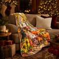 thumbnail image 3 of Autumn Harvest Kittens Sunflowers Pumpkins, Playful Pet Portrait Pattern, Warm Flannel Blanket for Living Room and Bedroom, Cat Lovers Thanksgiving Gift, Pet Lover Home Decor, 3 of 9