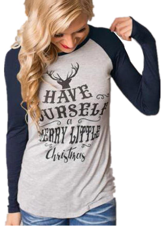 Eoeth Christmas Blouse Shirt for Women,Fashion O-Neck Short Sleeve T-Shirt Casual Cute Holiday Xmas Letter Print Pullover