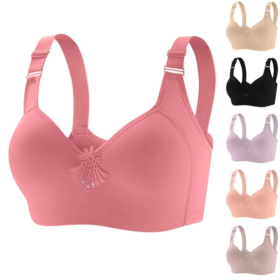 Feancey Women's Wireless Bras Molded Cups Everyday Brassiere Adjustable Straps Casual No Underwire Bra Solid Color Daily Underwear Beige L