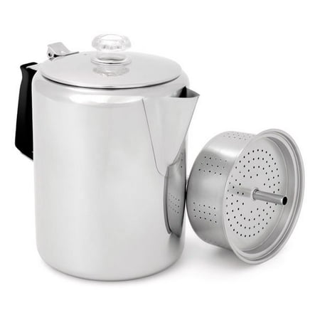 - GSI Outdoors 65206 Glacier Stainless Percolator with Silicone Handle, 6-Cup