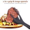 thumbnail image 2 of 2 pinzas de espátula 2 en 1 con agarre y tapa para huevos, pinzas para aletas, tortitas, pescado, tostadas francesas para cocina (negro + rojo), 2 of 5