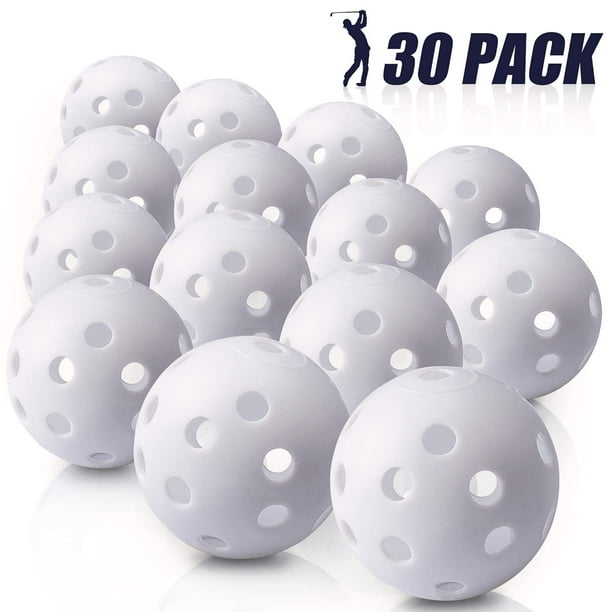 Biilaflor 30 Pack Polyurethane White Plastic Golf Balls Bulk Set of