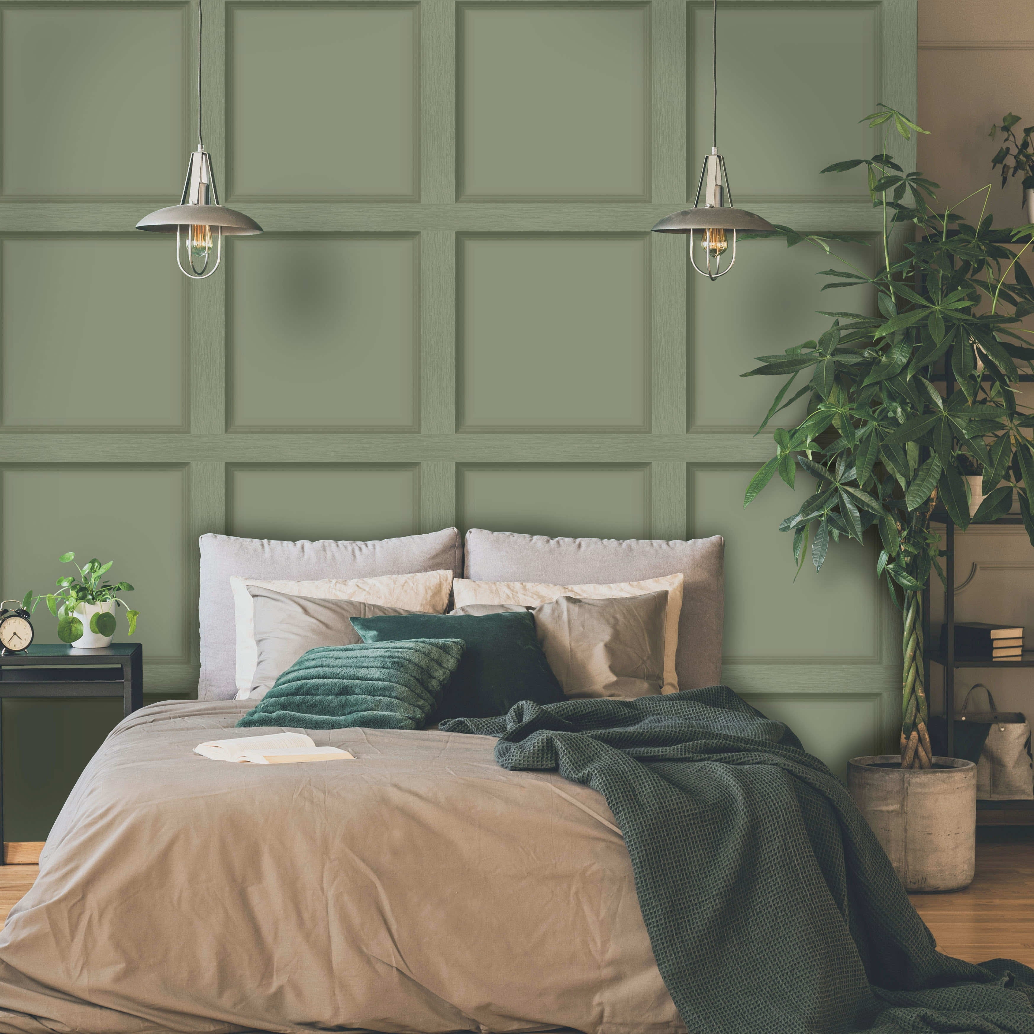 Holden Modern Faux Wood Panel Non-Pasted Wallpaper - 396 in x 20.8 in Sage Green