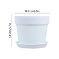 thumbnail image 3 of Imitation Ceramic Plastic Plant Pot with Matching Saucer, Thickened Conical Flower Planter with Drainage Hole for Indoor Outdoor Garden Decor White, 3 of 6