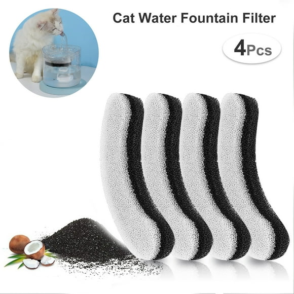 4pcs Filters for 61OZ/1.8L Transparent Cat Water Fountain Filters Pet Fountain Activated Carbon Filter Replacement