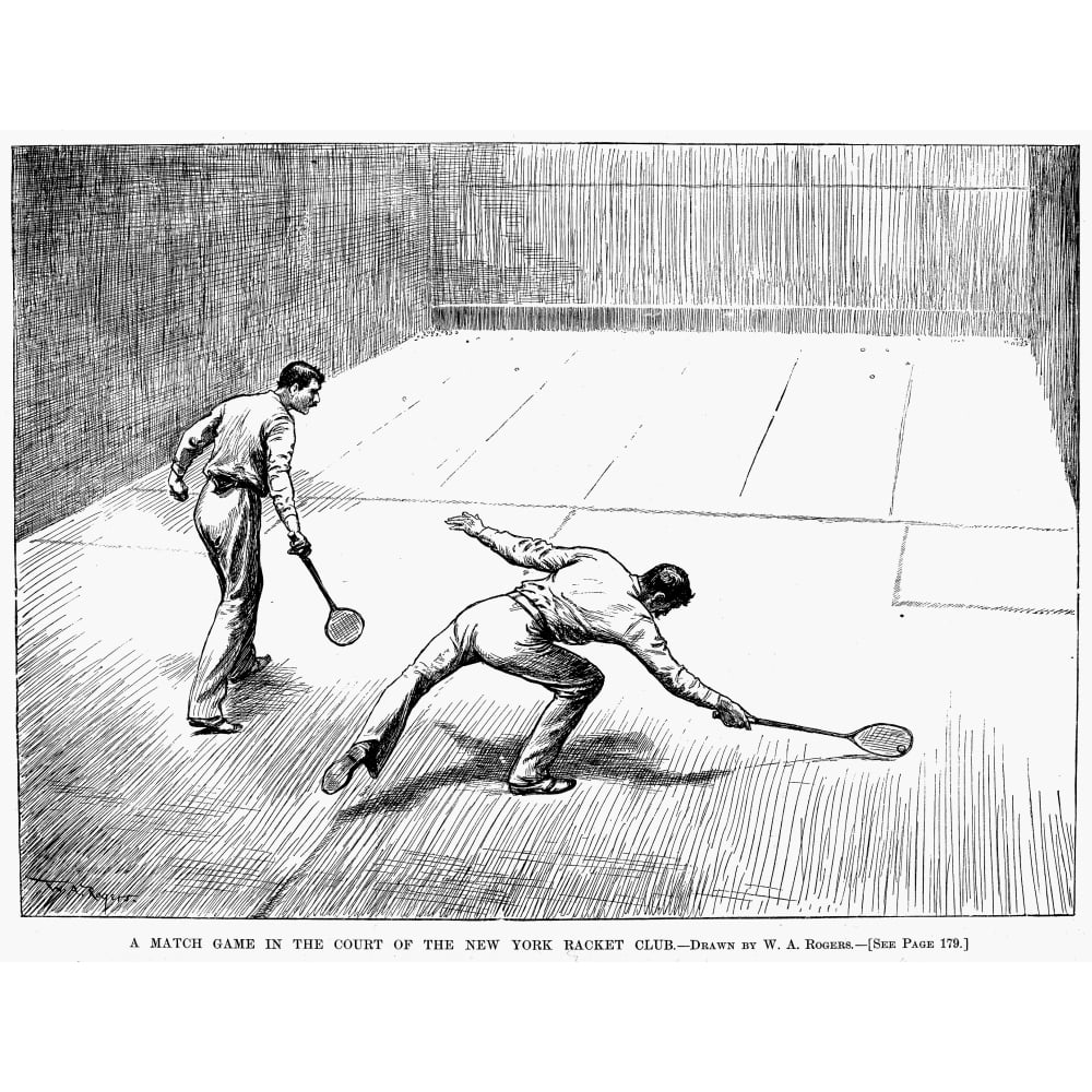 New York Racket Club. /Na Match Game Of Racquetball In The Court Of