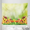 thumbnail image 1 of Food Tapestry, Vegetables and Fruits Spilling From Baskets on Blurry Effect Pastel Nature Backdrop, Fabric Wall Hanging Decor for Bedroom Living Room Dorm, 5 Sizes, Pale Green, by Ambesonne, 1 of 1