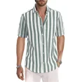 thumbnail image 4 of Men's Casual Shirts Men Patchwork Stripe Tops Fashion Well Fitting Comfortable Contrast Color Laepl Button, 4 of 6