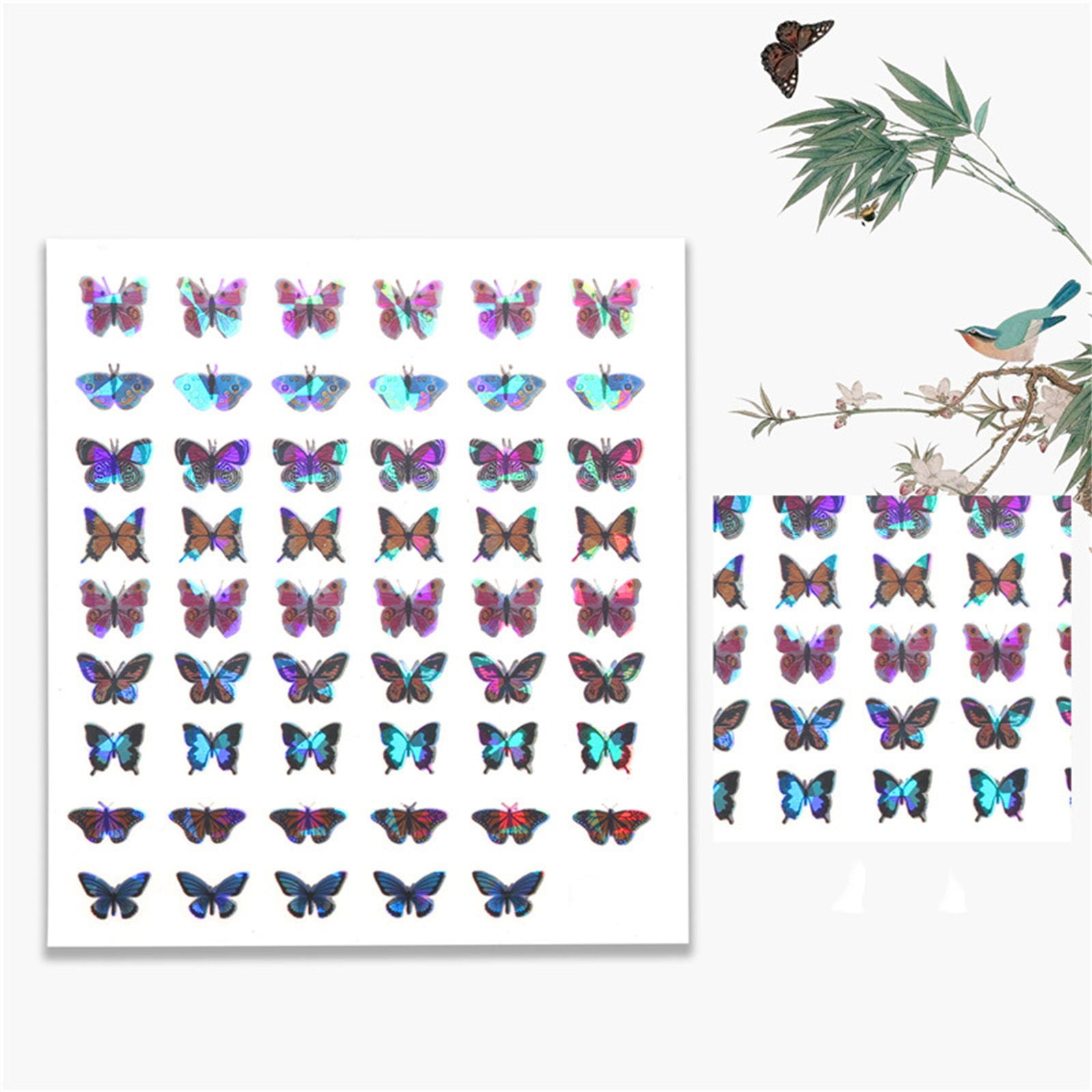 Butterfly Nail Stickers 3D Self Adhesive Nail Decals Colorful