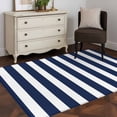 thumbnail image 4 of Navy Blue Striped Large Area Rugs for Bedroom Living Room, Soft Non Slip Carpet Bedside Rug, Modern Farmhouse Blue White Stripes Rectangular Floor Cover Kitchen Accent Rug 4'x6' for Office, 4 of 9