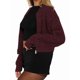 thumbnail image 2 of Cárdigan Holgado de Cuello Redondo, Larga, con Cremallera Frontal, para Mujer, Moderno Suéter de Punto con Cremallera, Abrigos de Otoño. Vino Tinto M, 2 of 7
