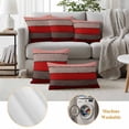 thumbnail image 6 of Red Wooden Outdoor Waterproof Pillow Covers, Grey Stripe Gradient Country Rustic Grain Decorative Square Throw Pillowcase Sofa Cushion Sham for Patio/Couch/Chair, 24"x24" 2 Pack, 6 of 8