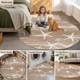 thumbnail image 5 of Brown Coastal Round Area Rug 6Ft Washable Circle Rugs for Bathroom Office, Summer Ocean Waves Ombre Sea Starfish Non-Slip Carpet Floor Mats Indoor Outdoor Carpet Runner Aesthetic Home Decor, 5 of 8