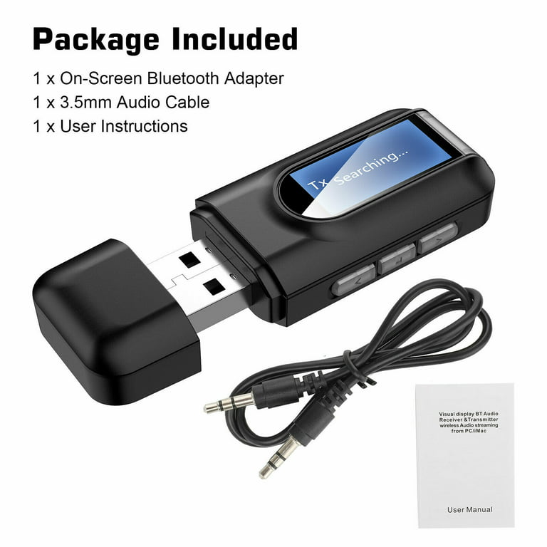 Intens Speels Array Aux Adapter Bluetooth, Adapter Bluetooth 5.0 (TX & RX) Audio and Low  Latency, Bluetooth Audio Adapter Transmitter Receiver for TV Mobile Phones  PC Speakers with LCD Display - Walmart.com