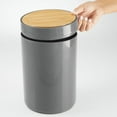thumbnail image 4 of mDesign Plastic Round Trash Can Small with Swing-Close Lid - Dark Gray/Natural, 4 of 6