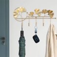 thumbnail image 2 of facefd Ins Light Luxury Hook Wall Hanging Ginkgo Mounted Coat Hooks Key Leaf Shape Key Holder Hook Rack Golden A, 2 of 9