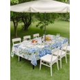 thumbnail image 4 of Outdoor Tablecloth with Umbrella Hole for Patio/Picnic/Party/Camping, Blue Hydrangea Waterproof Table Cloth Rectangle Table Cover Washable, Spring Summer Eucalyptus Wooden (60"x 120"), 4 of 9