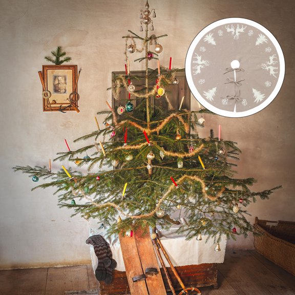 LOLIPPYY Beige 3D Stereo Christmas Tree Skirt Decorative Mat for Tree Base Holiday Home Decor