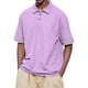 thumbnail image 1 of Men's Summer Solid Color T-shirt With A 3 Button Open Collar And Button Up Short Sleeved Top M, 1 of 5