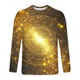 thumbnail image 3 of Ceisia Men's Gold Starburst Print T-Shirt | Slim Long-Sleeve Crewneck Festive Casual Top Gift, 3 of 5