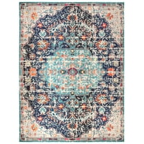 SAFAVIEH Madison Joandra Vintage Floral Area Rug, Black/Teal, 9' x 12'