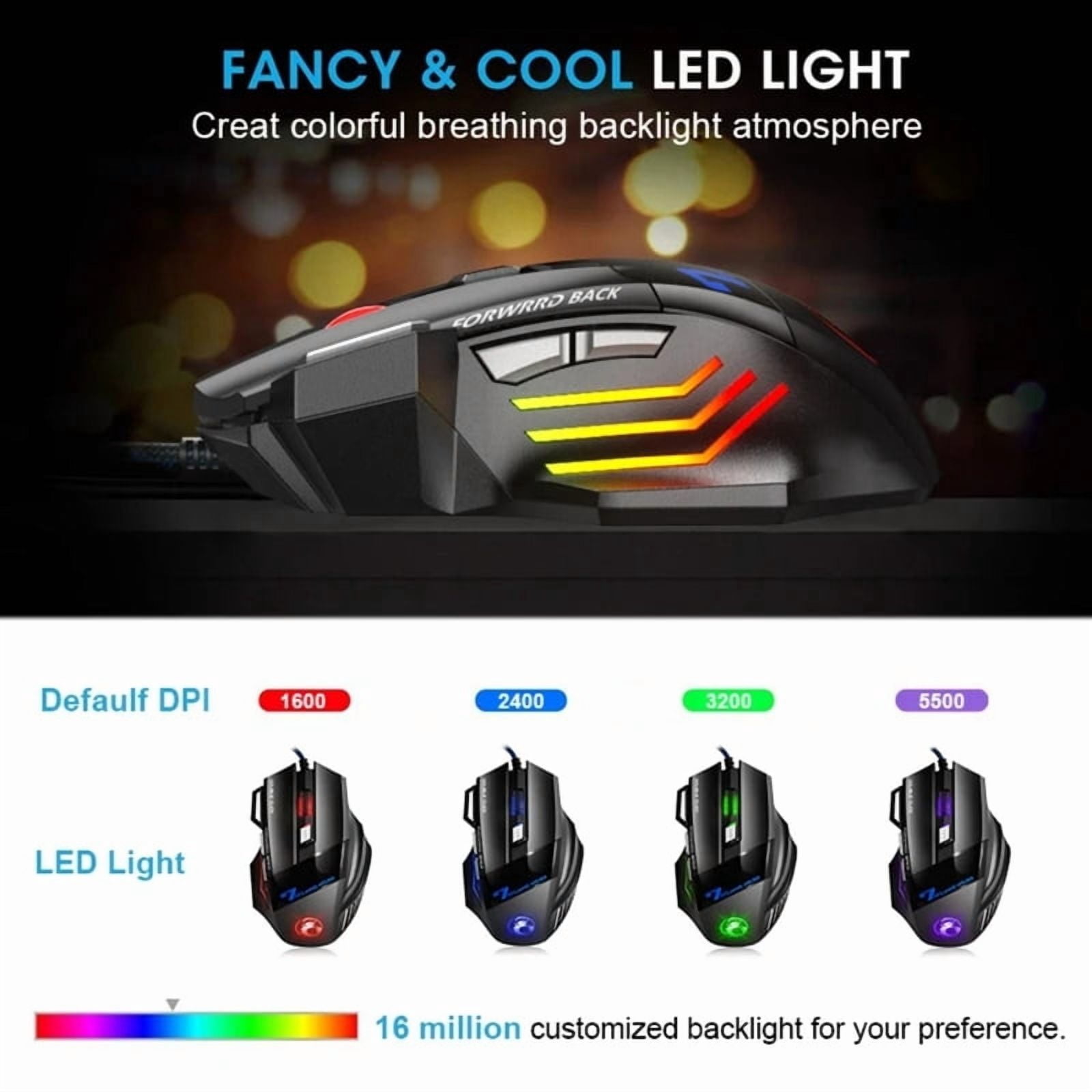 Wired Gaming Mouse Gamer Mouse Silent Computer Mouse Backlit Ergonomic Mause 7 Button RGB Backlight USB Mice Mute For PC Desktop