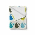 thumbnail image 2 of Cartoon Soft Flannel Fleece Throw Blanket, Colorful Whales Different Styles Dotted Squares Lines Animals, Cozy Plush for Indoor and Outdoor Use, 60" x 80", Charcoal Grey Pale Blue, by Ambesonne, 2 of 6