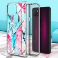 thumbnail image 3 of Nagebee Case for T-Mobile REVVL 5G with Tempered Glass Screen Protector (Full Coverage), Glossy Stylish Finish, Shockproof Protective Hybrid Bumper Case (Marble Series Pink/Blue), 3 of 5
