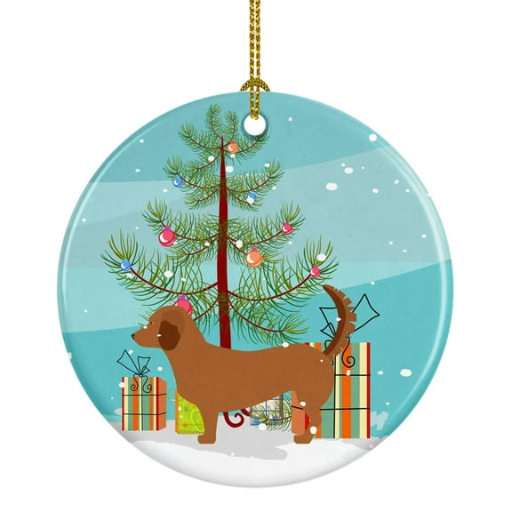 Alpine Dachsbrake Christmas Ceramic Ornament