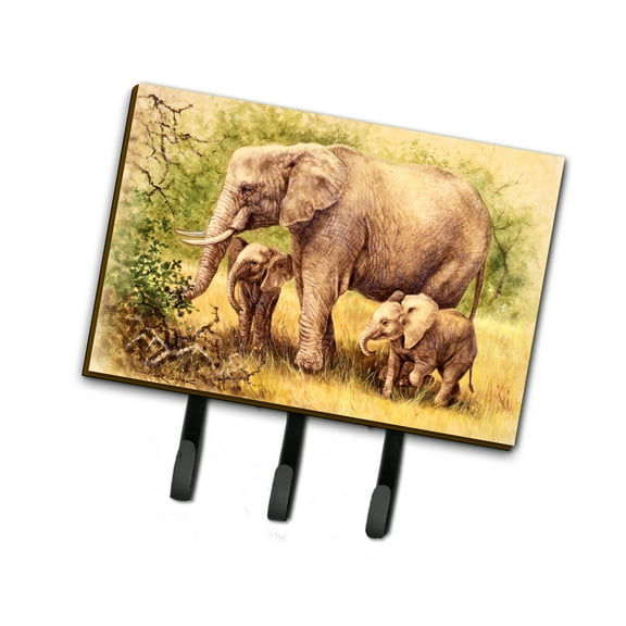 Elephants by Daphne Baxter Leash or Key Holder