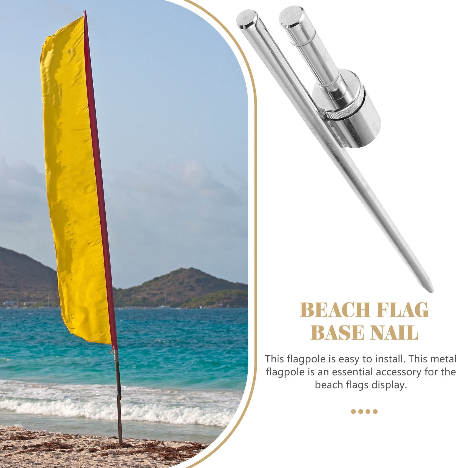 HOMEMAXS 2pcs Inserting Flag Base Sign Flag Stand Beach Flags Pole Base Metal Flagpole Beach Flags Base