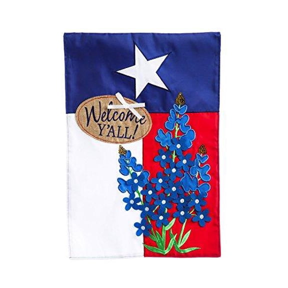 Evergreen Applique Garden Flag - Blue Bonnets