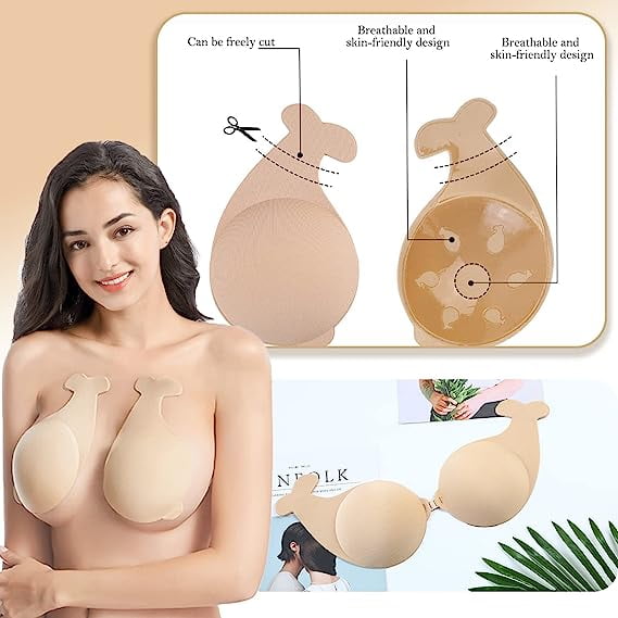 SHAR 2 Shell Adhesive Silicone Invisible Bras, Backless Push Up Bras, Lift  Up Bra Patches 