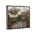 thumbnail image 3 of Classic Canal Neighborhood Scenery Landscape Painting Luster Gray Framed Art Print Wall Art, 3 of 6