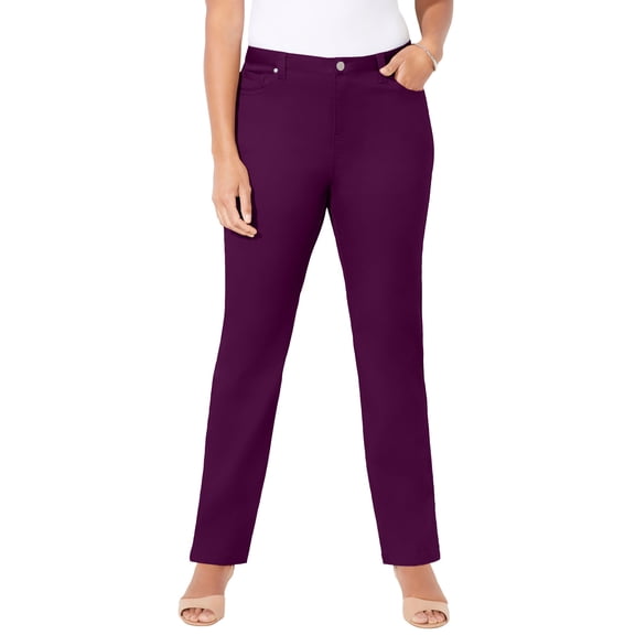 Catherines Women's Plus Size Petite Softluxe Sateen Stretch Pant