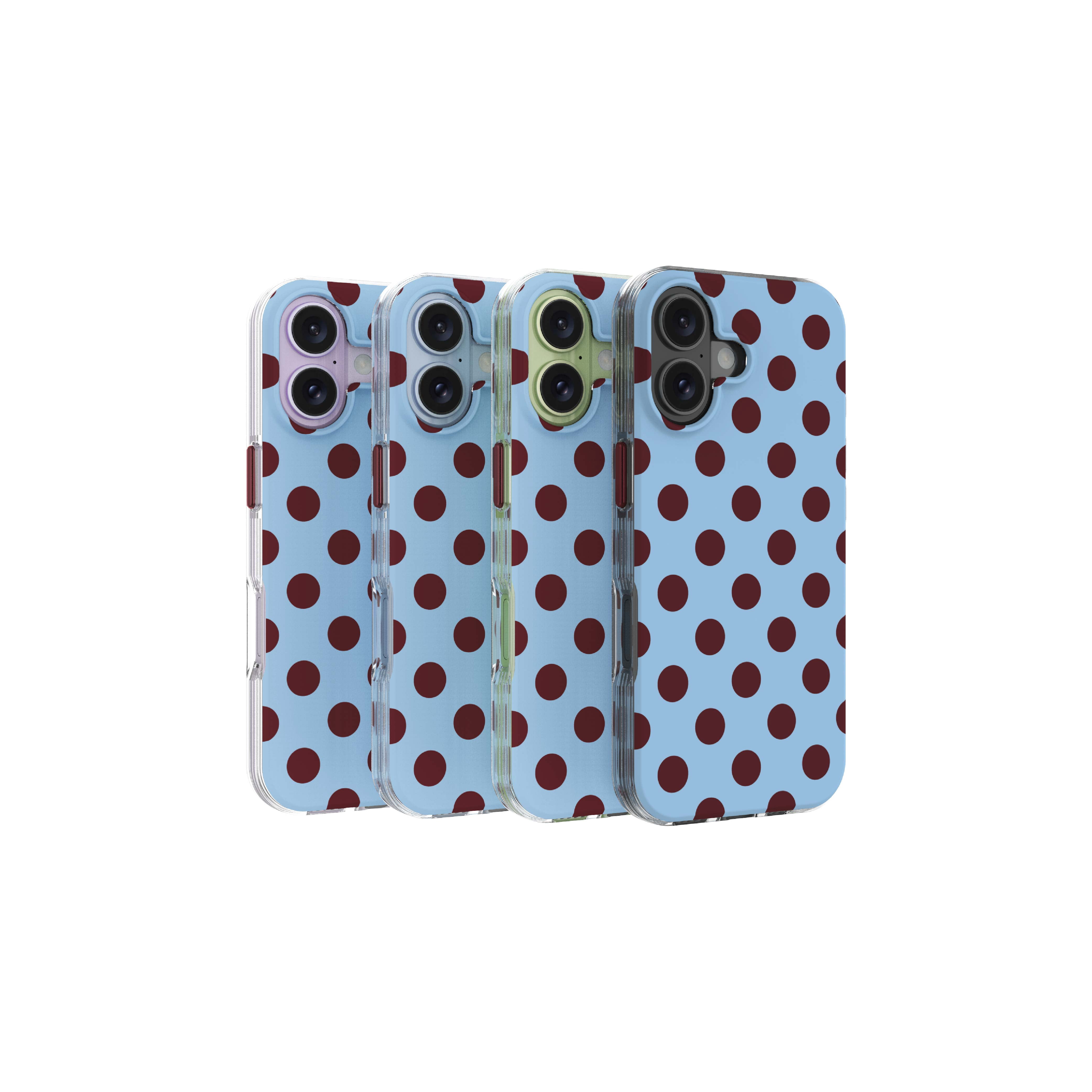 onn Phone Case for iPhone 17, MagSafe Compatible - Blue and Burgundy Polka Dot
