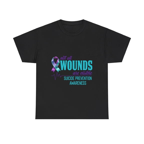 Wound Teal&Purple Ribbon Suicide Prevention Awareness T-Shirt ID-0628-DJ0L