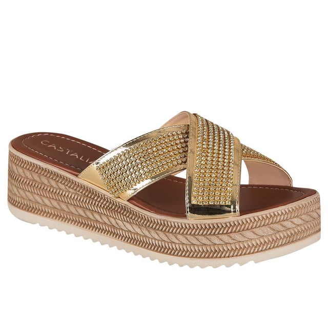 Zapato Con Plataforma Para Dama Oro Castalia 244-35 Castalia 244-35