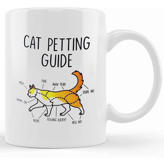 Personalized Cat Mug, Funny Cat Mug, Cat Lover Gift, Cat Petting Guide, Ceramic Novelty Coffee Mug, Tea Cup, Gift Present For Birthday, Christmas Thanksgiving Festival, 11oz Or 15oz, Sarcasm With Say