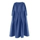 thumbnail image 4 of Vestido largo de lino de color liso para mujer: cuello redondo y corte A, estilo universitario informal para llevar todo el día, 4 of 4