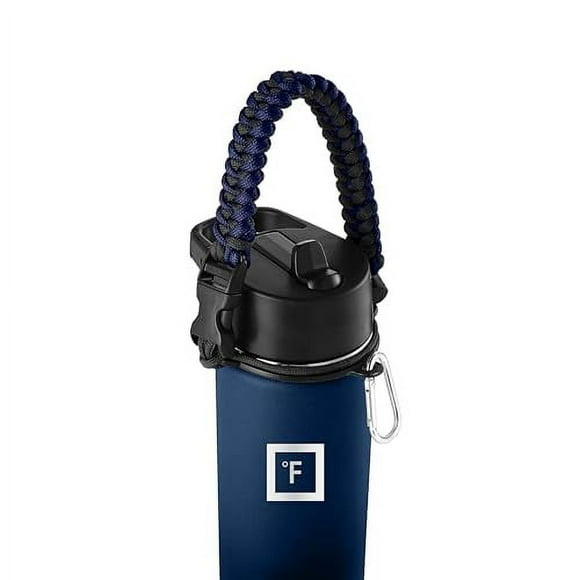 IRON FLASK Paracord Handle - Fits Wide Mouth Water Bottles - Durable Carrier, Secure Accessories, Survival Strap Cord, Safety Ring, and Carabiner - Seven Core Paracord Bracelet