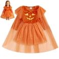 thumbnail image 2 of Kogui Pumpkin Sundress With Glitter Witch Cape Toddler Girls Halloween Cosplay Party Outfit Set (Orange, 6 Years), 2 of 8