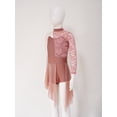 thumbnail image 3 of TiaoBug Big Girls Lyrical Dance Costume Single Long Sleeve Lace Patchwork Modern Ballet Dance Dress Dusty Pink 8, 3 of 7