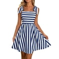 thumbnail image 2 of Blmnix Women Dress Fit & Flare A Line Dresses Short Dress Dress Sleeveless Mini Square Neckline Blue Adjustable Strap Summer Dress for Women,L, 2 of 9