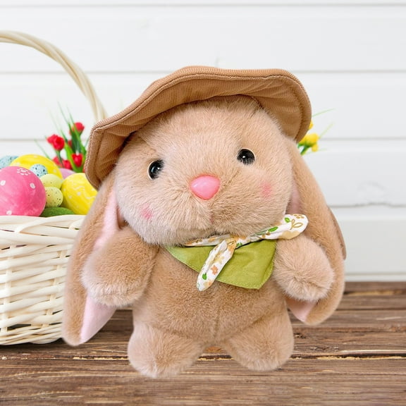 JGJJUGN Cute Plush Pudding Rabbit Doll, Little White Rabbit with Hat, Easter Bunny Figure, Miniature Plush Toy, Adorable Rabbit Decoration for Home, Gift for Easter, Christmas, Collectible Decor