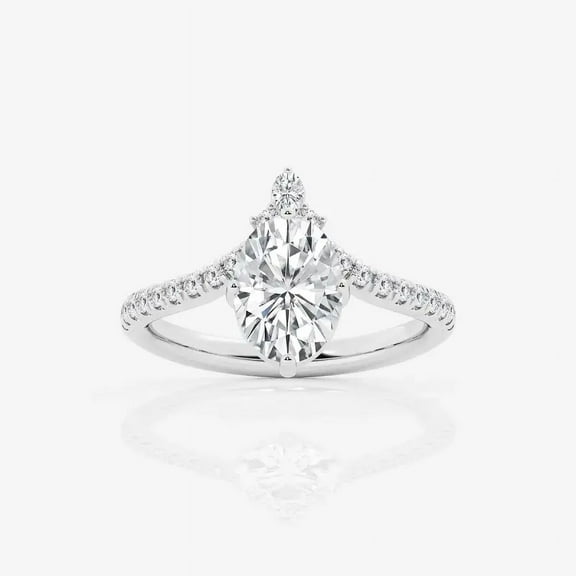 Zoya Jewel 1.7 Ct Oval Cut Moissanite Engagement Ring for Women – V Shape Shank Wedding Style – Moissanite – 14K White Gold Plated – Anniversary Gift